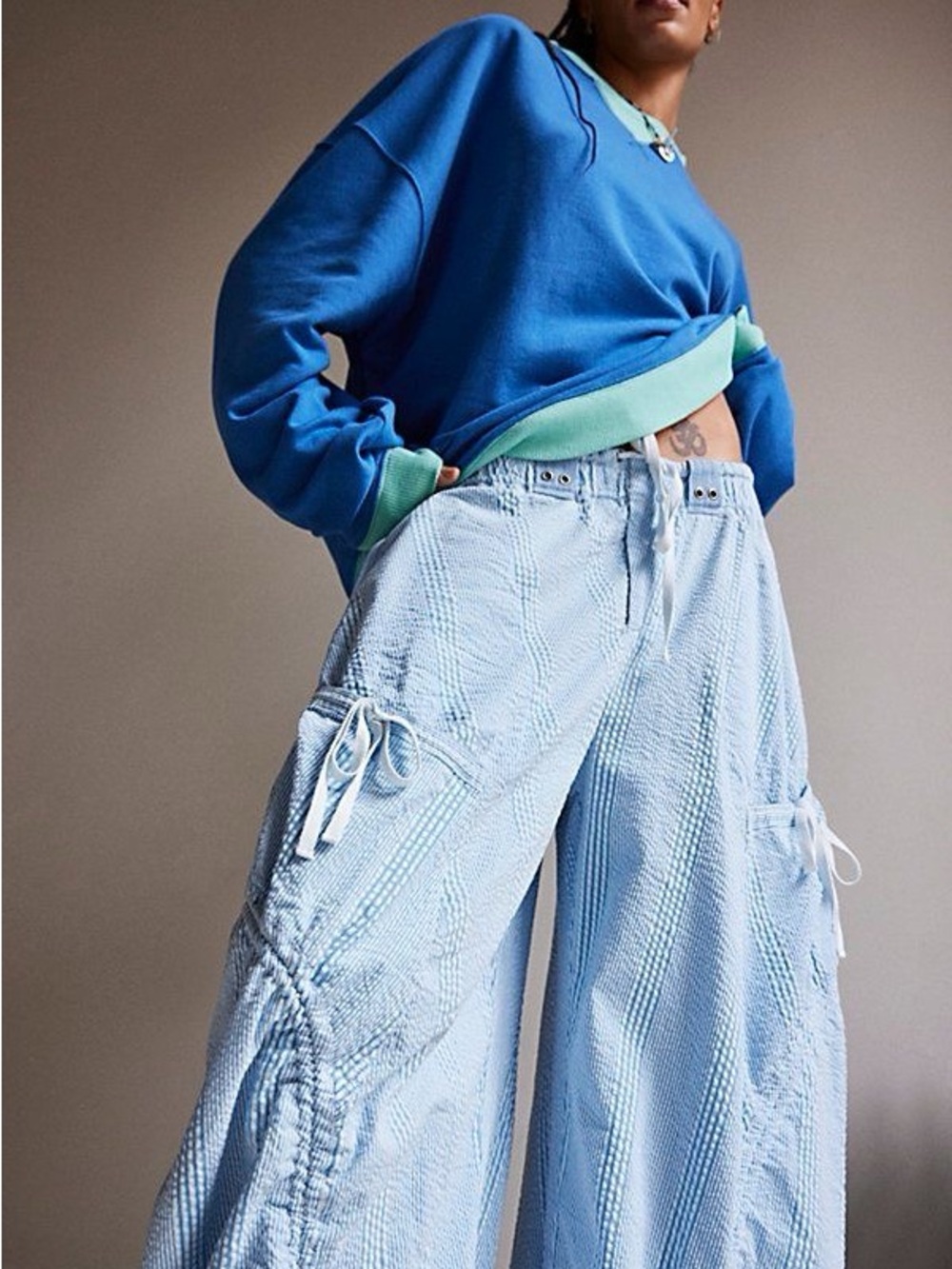 Free people - outta sight parachute pants in Blue - Picture 3 of 12
